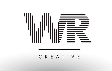 WR W R Black and White Lines Letter Logo Design.