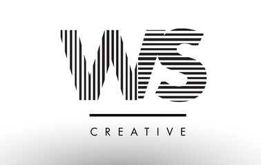 WS W S Black and White Lines Letter Logo Design.