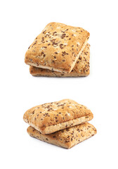 Square burger bread isolated