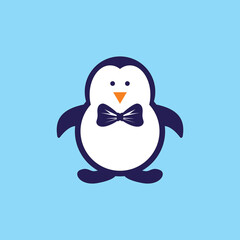 Penguin with a butterfly spread its wings.