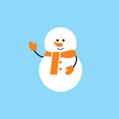 Snowman scarf waving.