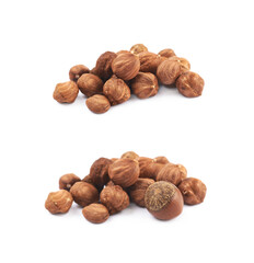 Pile of hazelnuts isolated