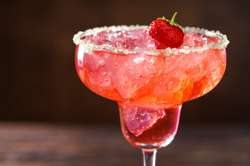 Close-up shot of  Strawberry.Margarita ,macro shot.