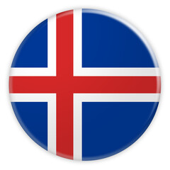 Iceland Flag Button, 3d illustration on white background