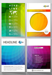 Business templates for brochure, magazine, flyer or annual report. Cover template, easy editable vector, flat layout in A4 size. Colorful design background with abstract shapes, overlap effect.