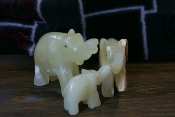 Stone figures of elephants handmade happiness !