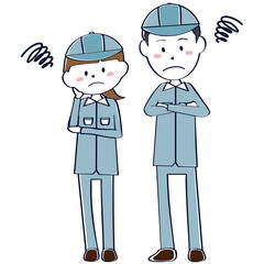 男女の作業員　困る