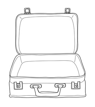 suitcase Luggage Vintage hand drawn cute vector line art illustration Stock  Vector | Adobe Stock
