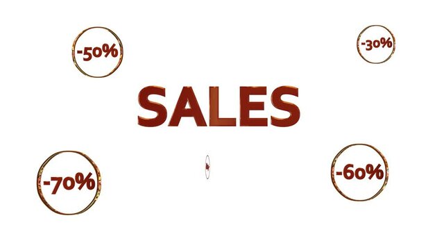 Red Sales design with discount numbers inside golden circles