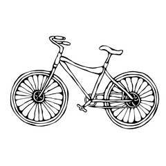Bicycle or Bike Realistic Vector Illustration Isolated Hand Drawn Doodle or Cartoon Style Sketch.
