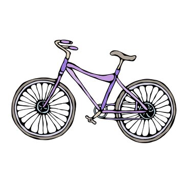 Bicycle or Bike Realistic Vector Illustration Isolated Hand Drawn Doodle or Cartoon Style Sketch.
