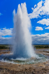 Amazing Strokkur geysir eruption in Iceland