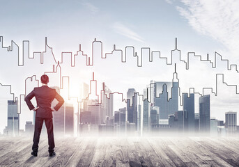 Motivation and inspiration concept with modern cityscape and bus