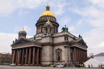 Fototapeta na wymiar Saint Isaacs Cathedral church dome in Saint-Petersburg, Russia