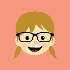 geek cartoon face expression female woman girl vector art