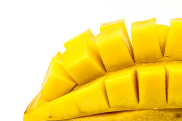 Ripe Barracuda mango isolated on white background