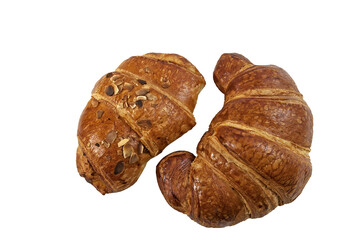 Freshly baked plain and almond butter croissant