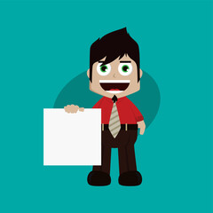 businessman manager at work holding blank sign cartoon vector art