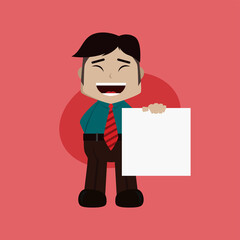 businessman manager at work holding blank sign cartoon vector art