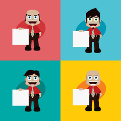 businessman manager at work holding blank sign cartoon vector art