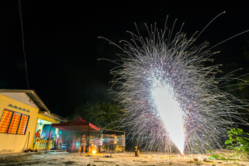 Fireworks display during Eid-Mubarak celebration 