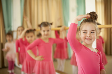 Baby ballerinas in ballet studio