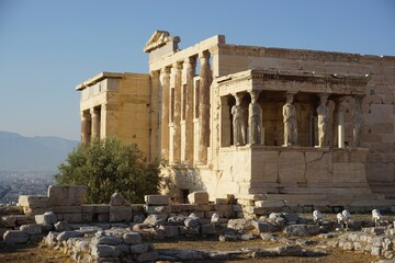 Obraz premium The Erechtheion (Erechtheum) Monument on the Ancient Acropolis in Athens, Greece