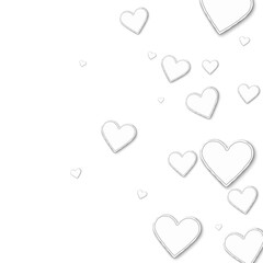 Random paper hearts. Right gradient on white background. Vector illustration.