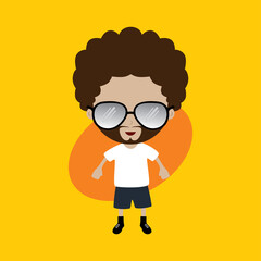 funny flat casual cartoon guy in color vector art