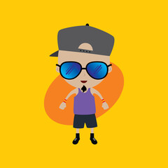 funny flat casual cartoon guy in color vector art