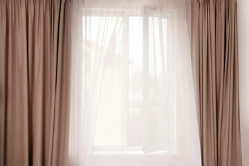 Fototapeta na wymiar Room window with light curtains