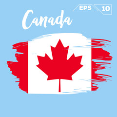 Canada flag brush strokes painted vector illustration