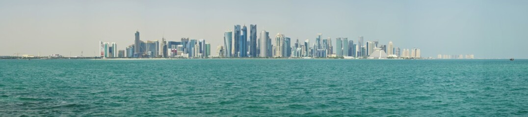 Fototapeta na wymiar View of the modern Doha skyline in Qatar