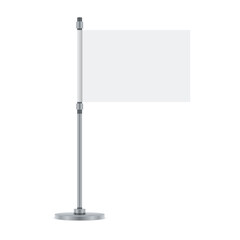Obraz premium Blank flag on the metallic pole, vector illustration