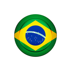 Fototapeta premium Brazilian flag on the round button, vector illustration