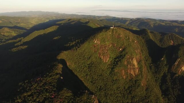 Flying over Mountains in the border of Rio de Janeiro and Sao Paulo, Brazil