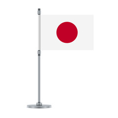 Japanese flag on the metallic pole, vector illustration