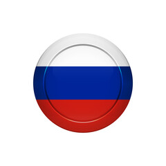 Russian flag on the round button, vector illustration