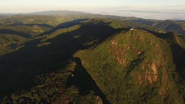 Flying over Mountains in the border of Rio de Janeiro and Sao Paulo, Brazil
