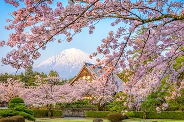 Wandaufkleber Mt. Fuji, Japan im Frühjahr von der Präfektur Shizuoka. © SeanPavonePhoto