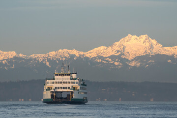 Ferry and Olympic Mountains