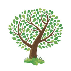 Green tree concept illustration hand drawn style