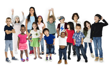 Diverse of Young Children People Studio Isolated