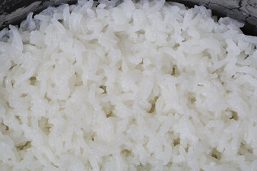 White rice in a pan.