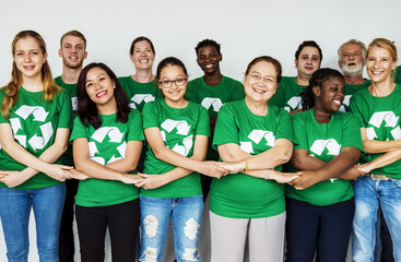 Diverse Group of People with Recycle Symbol