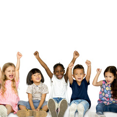 Group of kids fun enjoying happiness together