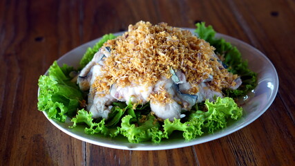 boiled Kang fish, dip. Thai tradition food