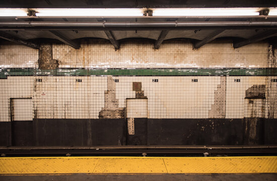 Dirty, grunge wall of New York subway