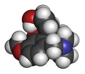 Galantamine alkaloid molecule. Found in Caucasian snowdrop, used in treatment of Alzheimer's disease. 3D rendering. Atoms are represented as spheres with conventional color coding.