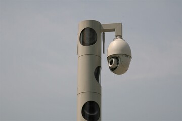 Security surveillance camera in the park
